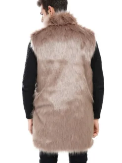 Manteau en fausse fourrure pour homme Manteau d'hiver sans manches marron sans manches