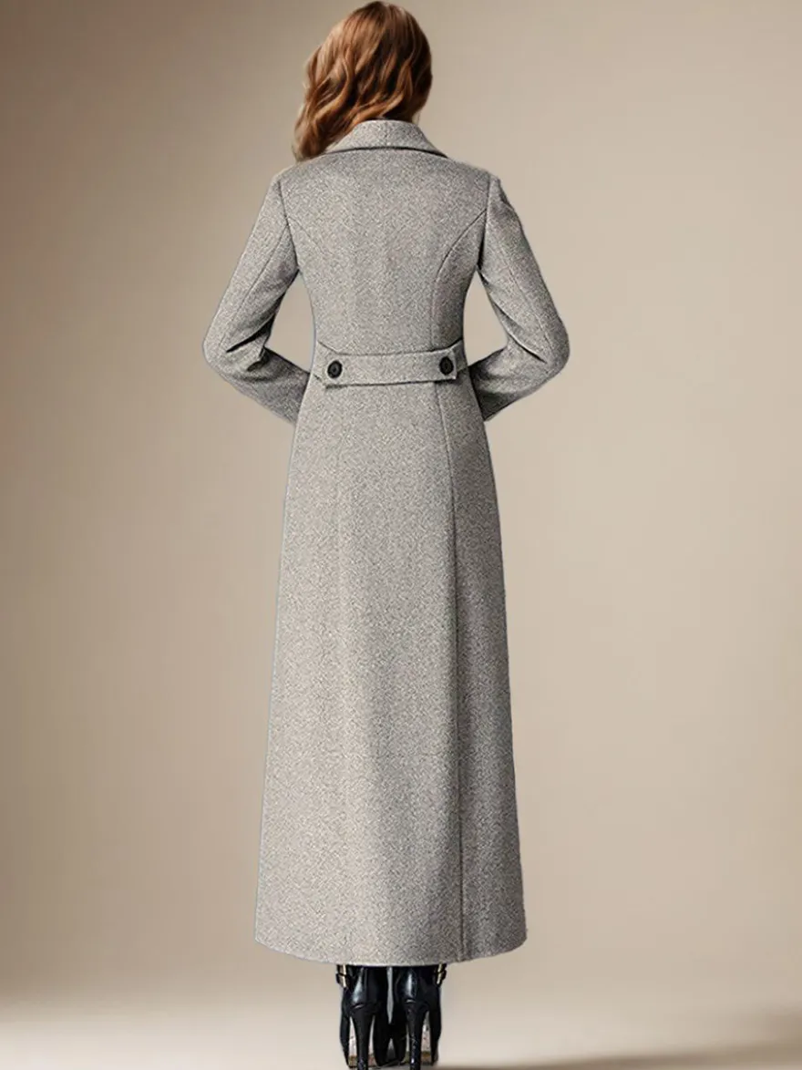 Manteau en laine pour femme col rabattu croisé longueur complète style rétro vêtements d'extérieur d'hiver 2026