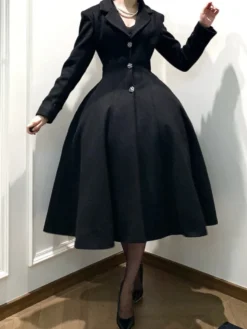 Manteau Lolita gothique classique manteau d'hiver Lolita à ceinture noire