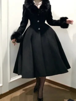 Manteau Lolita gothique classique manteau d'hiver Lolita à ceinture noire