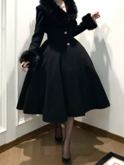 Manteau Lolita gothique classique manteau d'hiver Lolita à ceinture noire