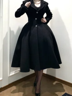 Manteau Lolita gothique classique manteau d'hiver Lolita à ceinture noire
