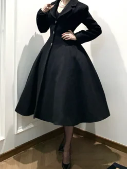 Manteau Lolita gothique classique manteau d'hiver Lolita à ceinture noire