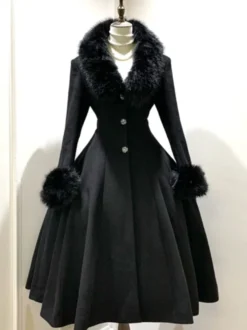 Manteau Lolita gothique classique manteau d'hiver Lolita à ceinture noire