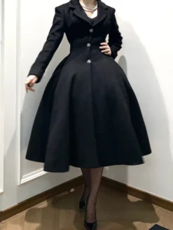 Manteau Lolita gothique classique manteau d'hiver Lolita à ceinture noire