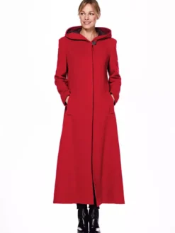 Manteau long en laine mélangée pour femme à capuche chaud hiver 2026