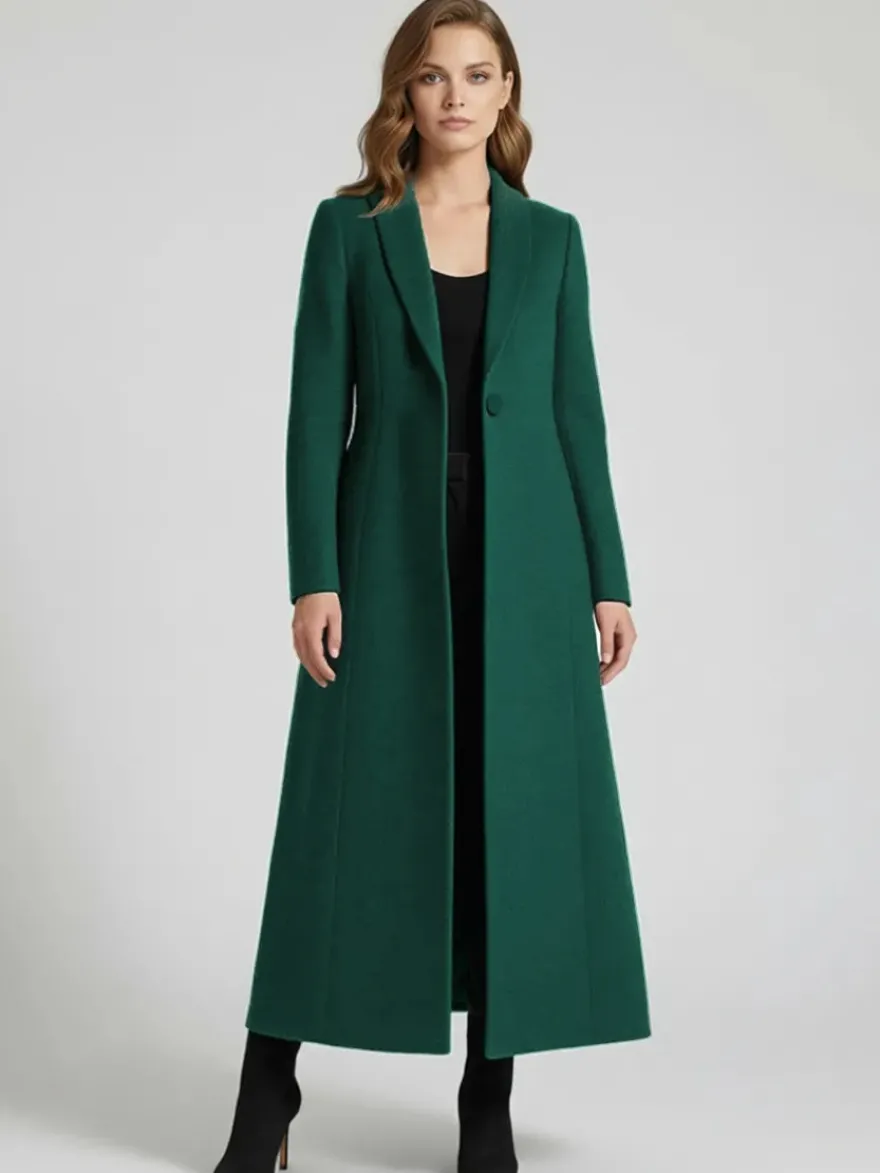 Manteau Long Femme D'hiver Pour Femme Col Rabattu Classique Bordeaux