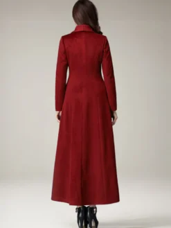 Manteau Long Femme D'hiver Pour Femme Col Rabattu Classique Bordeaux