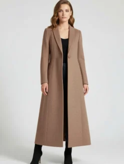 Manteau Long Femme D'hiver Pour Femme Col Rabattu Classique Bordeaux