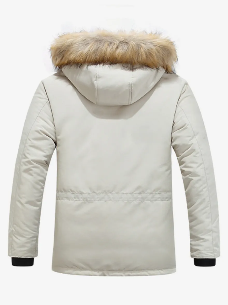 Manteau matelassé mi-long épais à capuche pour homme