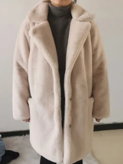 Manteau mi-long en fausse fourrure pour femme veste d'hiver écologique 2026