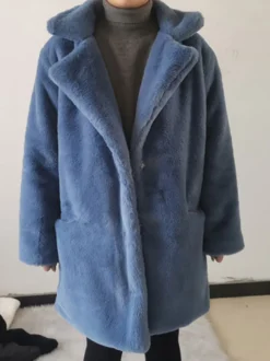 Manteau mi-long en fausse fourrure pour femme veste d'hiver écologique 2026