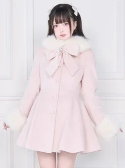 Manteau Sweet Lolita rose et noir à nœuds pardessus à manches longues manteau d'automne Lolita
