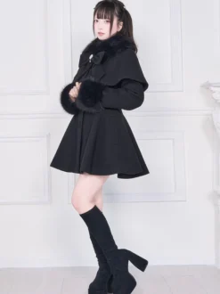 Manteau Sweet Lolita rose et noir à nœuds pardessus à manches longues manteau d'automne Lolita