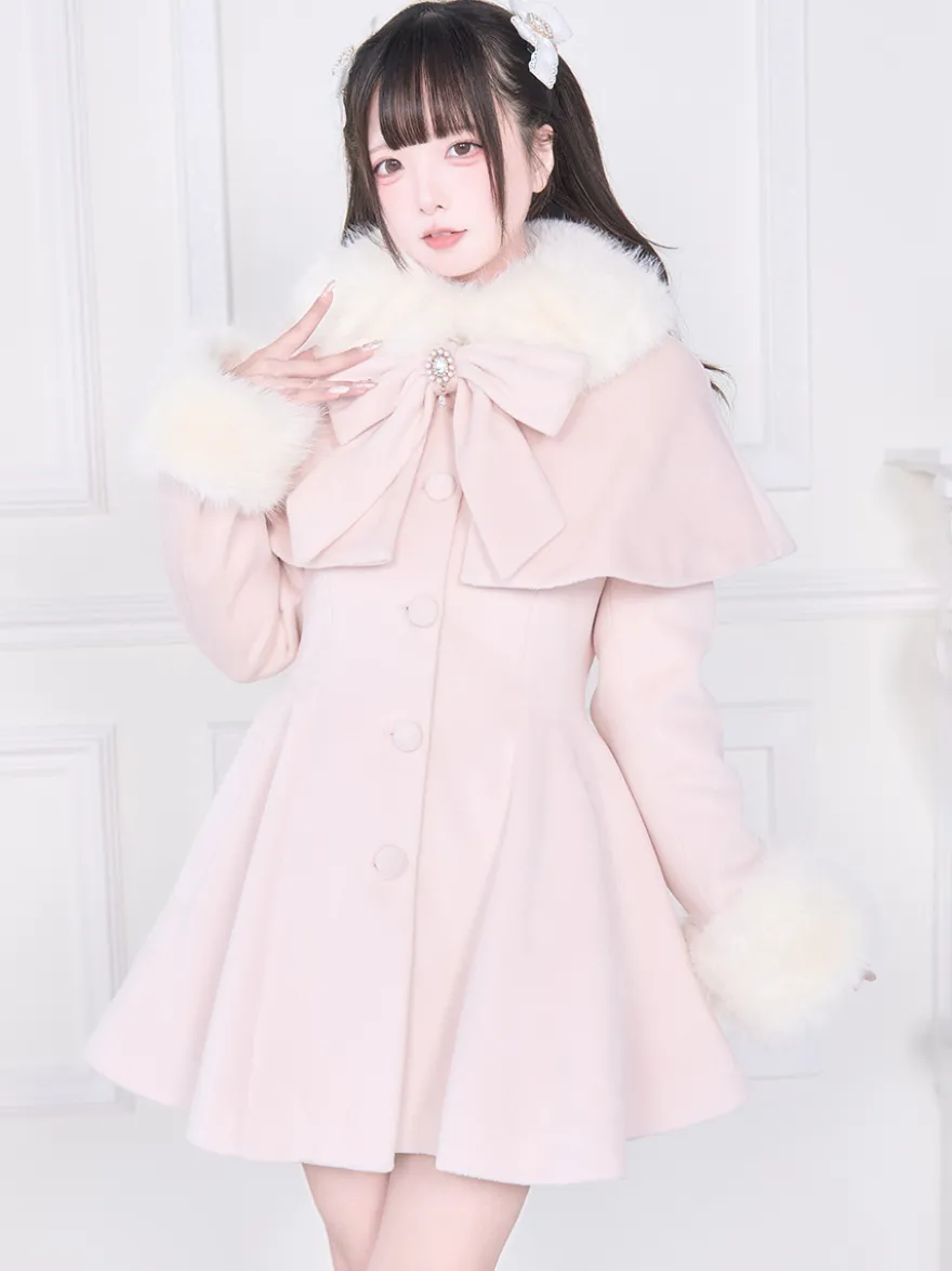 Manteau Sweet Lolita rose et noir à nœuds pardessus à manches longues manteau d'automne Lolita