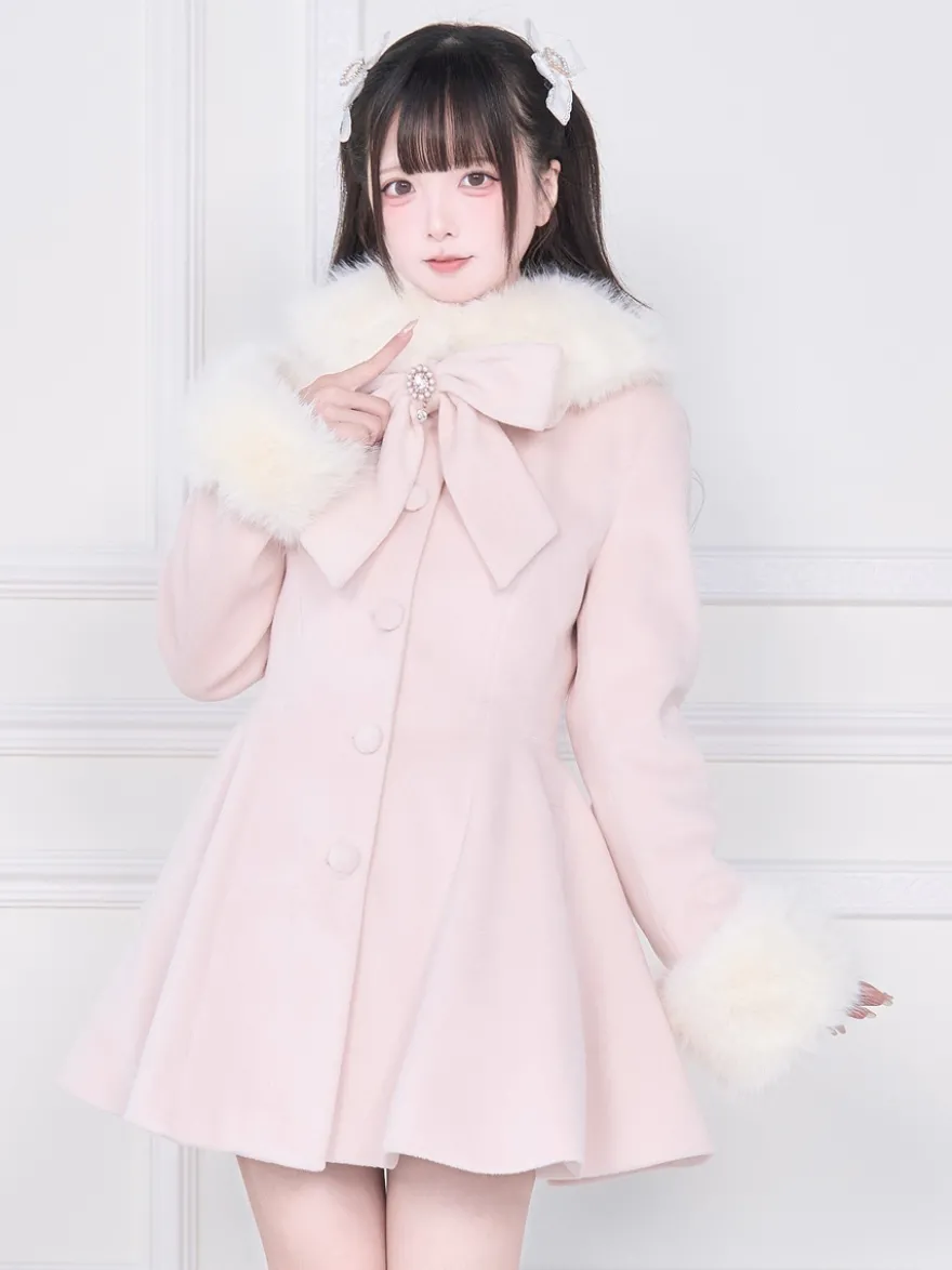 Manteau Sweet Lolita rose et noir à nœuds pardessus à manches longues manteau d'automne Lolita