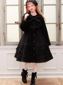 Manteau Sweet Lolita rose pâle et violet à nœuds en dentelle manches longues manteau d'hiver Lolita