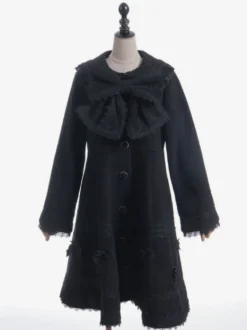 Manteau Sweet Lolita rose pâle et violet à nœuds en dentelle manches longues manteau d'hiver Lolita