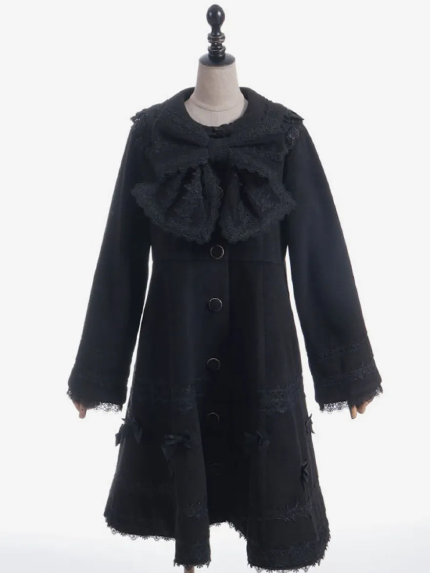 Manteau Sweet Lolita rose pâle et violet à nœuds en dentelle manches longues manteau d'hiver Lolita