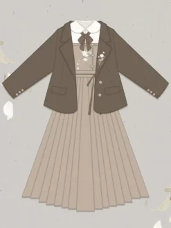 Manteaux Académiques Lolita Marron Café En Polyester Veste JK