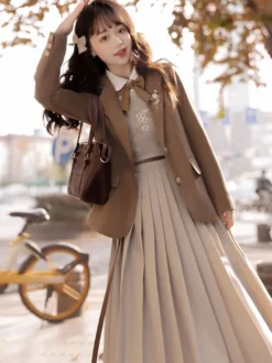 Manteaux Académiques Lolita Marron Café En Polyester Veste JK