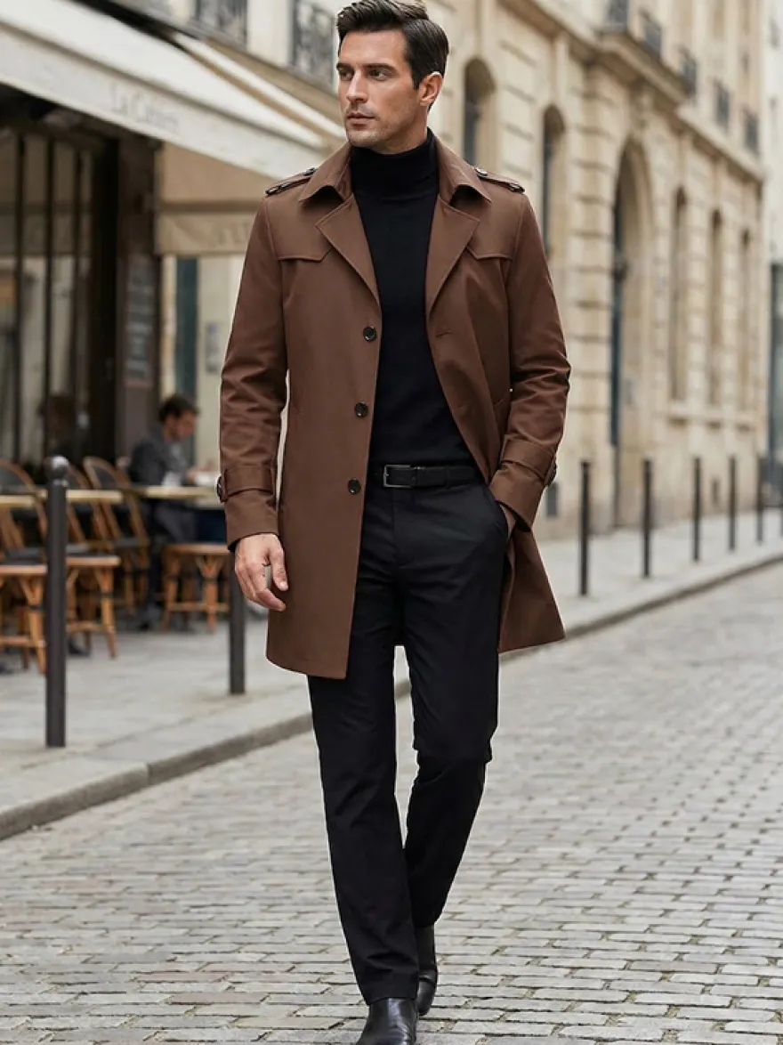 Manteaux Costume Hommes Col Rabattu Chic Décontracté Mode
