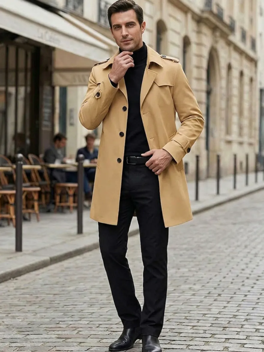 Manteaux Costume Hommes Col Rabattu Chic Décontracté Mode