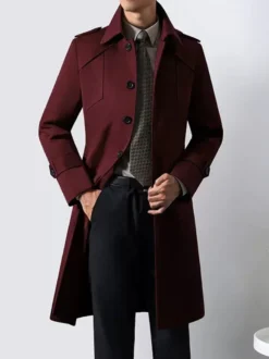 Manteaux Costume Hommes Col Rabattu Chic Poche Café Marron Mode