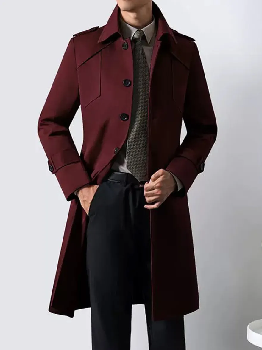 Manteaux Costume Hommes Col Rabattu Chic Poche Café Marron Mode