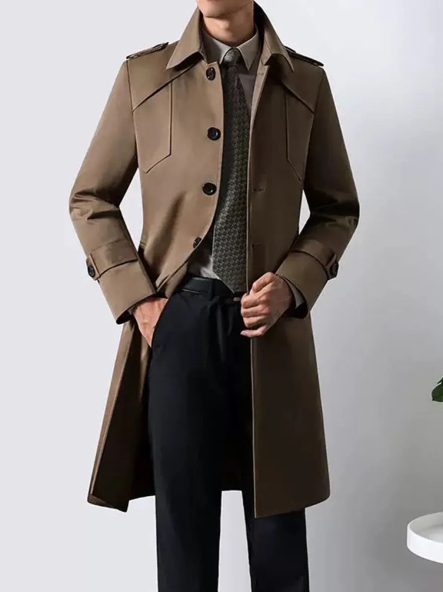 Manteaux Costume Hommes Col Rabattu Chic Poche Café Marron Mode
