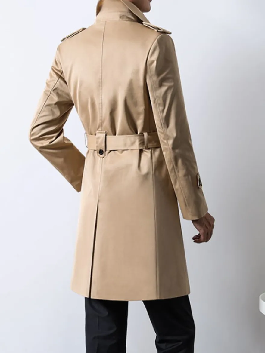 Manteaux Costume Hommes Col Rabattu Chic Poche Café Marron Mode