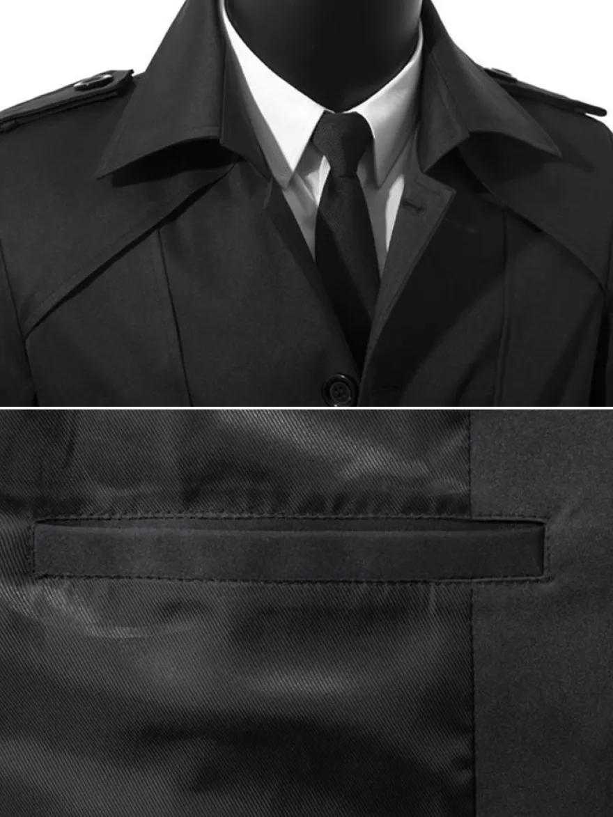 Manteaux Costume Hommes Col Rabattu Chic Poche Café Marron Mode