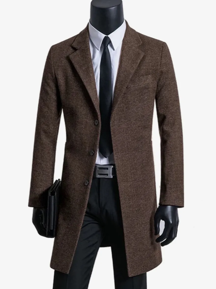 Manteaux Costume hommes Col rabattu Chic Noir Moderne