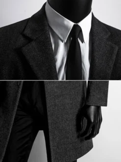 Manteaux Costume hommes Col rabattu Chic Noir Moderne