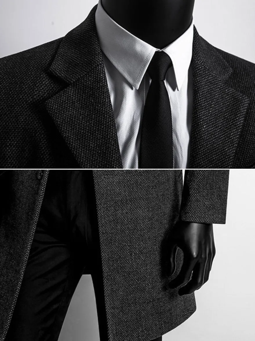 Manteaux Costume hommes Col rabattu Chic Noir Moderne