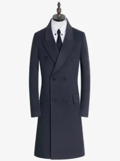 Manteaux Costume Hommes Double Boutonnage Col Rabattu Confortable Gris Moderne