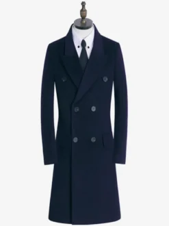 Manteaux Costume Hommes Double Boutonnage Col Rabattu Confortable Gris Moderne