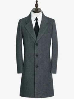 Manteaux Costume pour hommes Col rabattu Chic Gris Beau