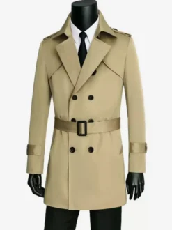 Manteaux Costume Pour Hommes Vintage Décontracté Café Marron Double Boutonnage