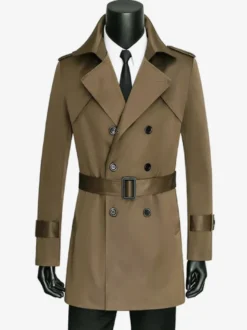Manteaux Costume Pour Hommes Vintage Décontracté Café Marron Double Boutonnage