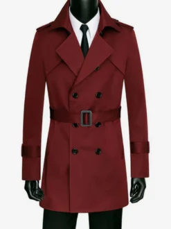 Manteaux Costume Pour Hommes Vintage Décontracté Café Marron Double Boutonnage