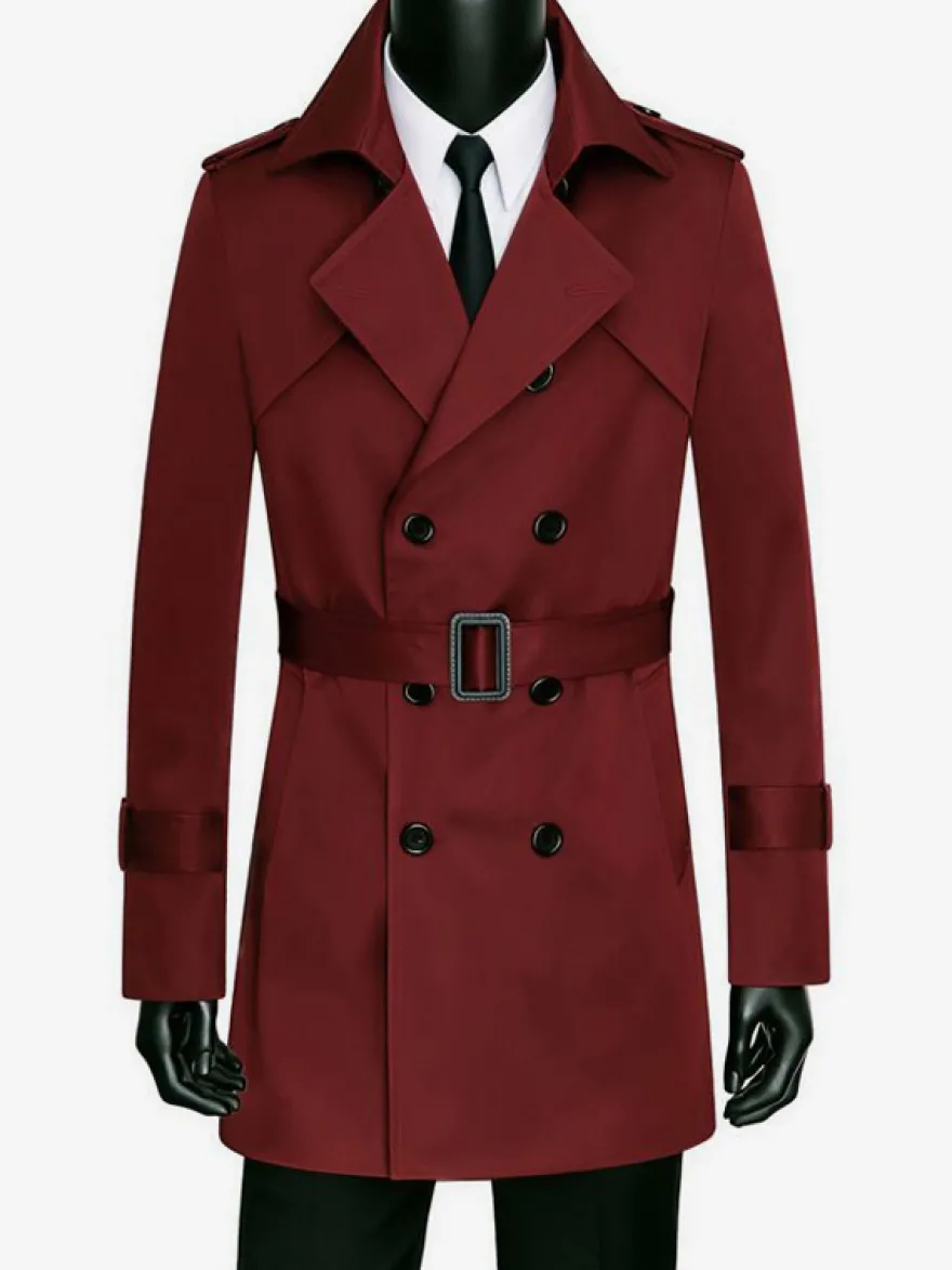 Manteaux Costume Pour Hommes Vintage Décontracté Café Marron Double Boutonnage