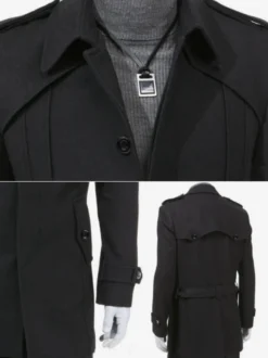 Manteaux Costume pour hommes Col rabattu Ceinture Décontracté Gris Élégant