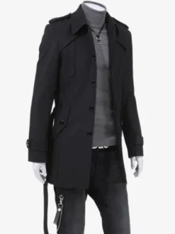 Manteaux Costume pour hommes Col rabattu Ceinture Décontracté Gris Élégant