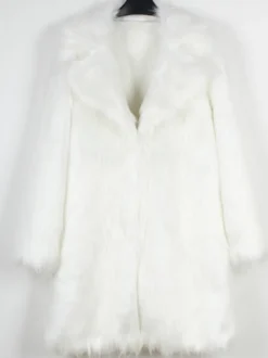 Manteaux En Fausse Fourrure Hiver Chaud Hommes Noir Chic Veste Manches Longues Col Rabattu