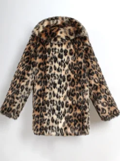 Manteaux En Fausse Fourrure Marron Foncé Hiver Chaud Hommes Veste Manches Longues Col Rabattu Capuche