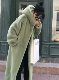 Manteaux en fausse fourrure pour femmes veste longue à capuche veste d'hiver écologique 2026