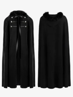 Manteaux en laine d'Halloween rétro couleur unie Costume de Cape Steampunk Bourgogne