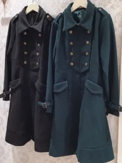 Manteaux gothiques Lolita Manteau pardessus en polyester vert foncé Manteau d'automne Lolita Outwears