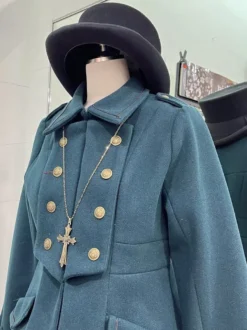 Manteaux gothiques Lolita Manteau pardessus en polyester vert foncé Manteau d'automne Lolita Outwears